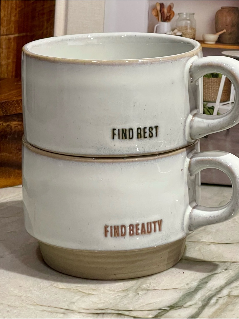 Hearth & Hand with Magnolia "Find Rest" & "Find Beauty" Stackable Stoneware Mug